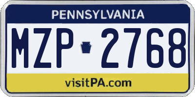 PA license plate MZP2768