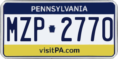 PA license plate MZP2770