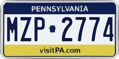PA license plate MZP2774