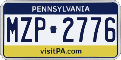 PA license plate MZP2776