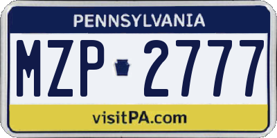 PA license plate MZP2777