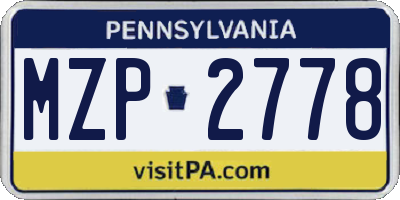 PA license plate MZP2778