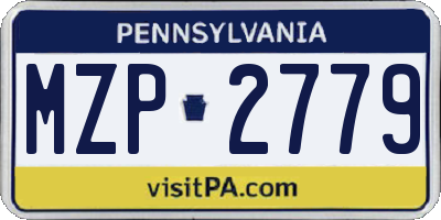 PA license plate MZP2779