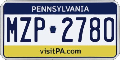 PA license plate MZP2780