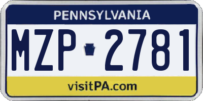 PA license plate MZP2781