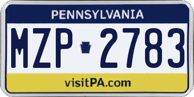 PA license plate MZP2783