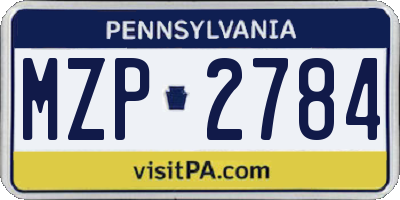 PA license plate MZP2784