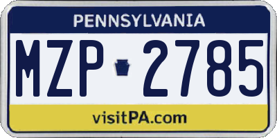 PA license plate MZP2785