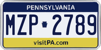 PA license plate MZP2789