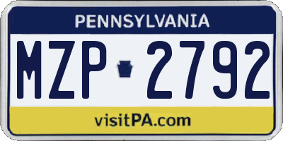 PA license plate MZP2792