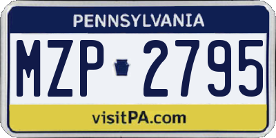 PA license plate MZP2795