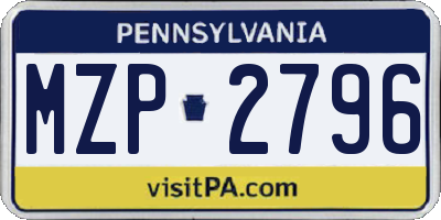 PA license plate MZP2796