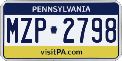 PA license plate MZP2798