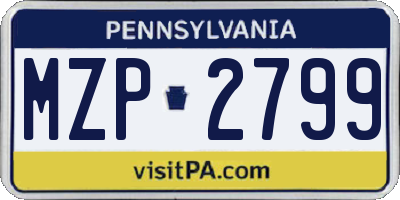 PA license plate MZP2799