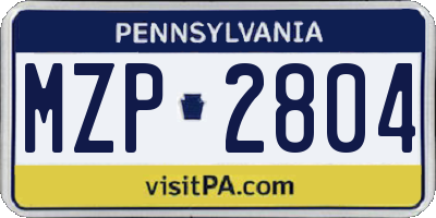 PA license plate MZP2804