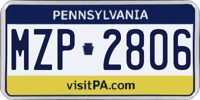 PA license plate MZP2806