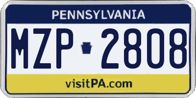 PA license plate MZP2808