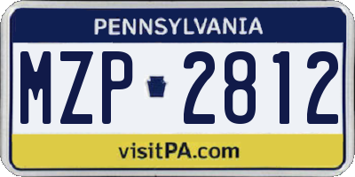 PA license plate MZP2812