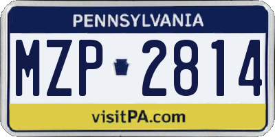 PA license plate MZP2814
