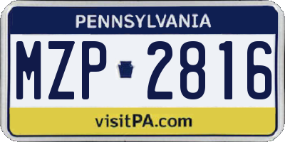 PA license plate MZP2816