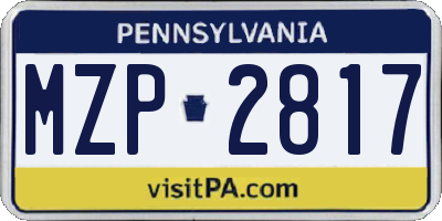 PA license plate MZP2817