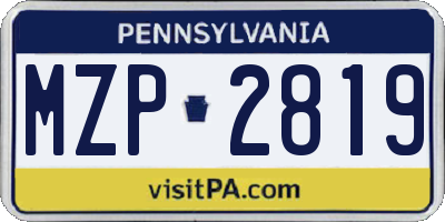PA license plate MZP2819