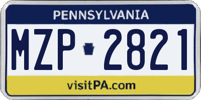 PA license plate MZP2821