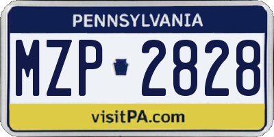 PA license plate MZP2828