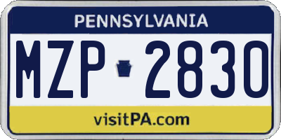 PA license plate MZP2830