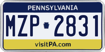 PA license plate MZP2831