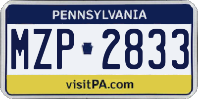 PA license plate MZP2833