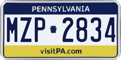 PA license plate MZP2834