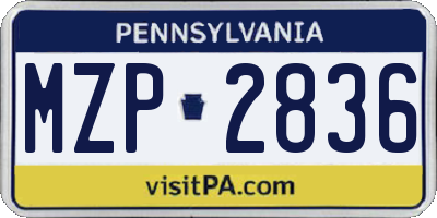 PA license plate MZP2836