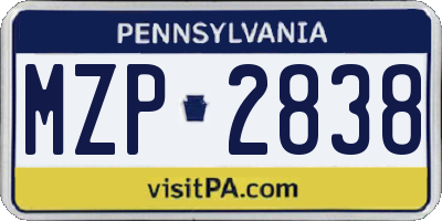 PA license plate MZP2838