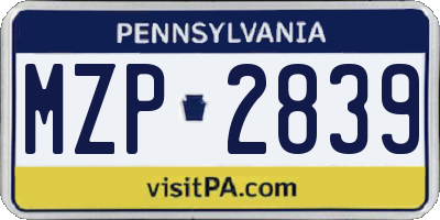 PA license plate MZP2839