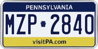 PA license plate MZP2840