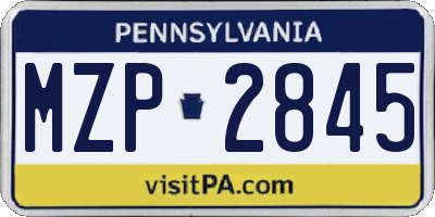 PA license plate MZP2845