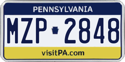 PA license plate MZP2848