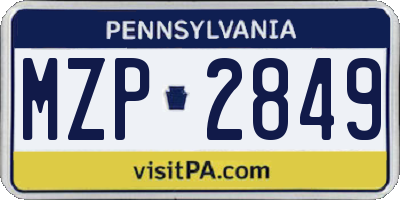 PA license plate MZP2849