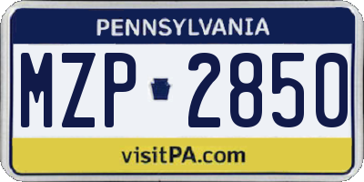 PA license plate MZP2850