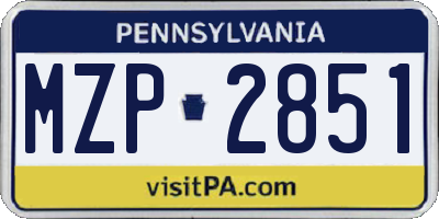 PA license plate MZP2851