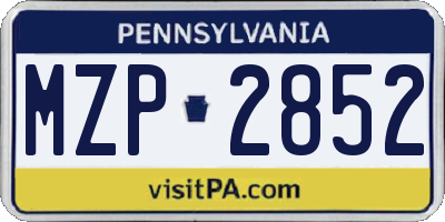 PA license plate MZP2852