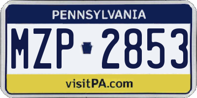 PA license plate MZP2853