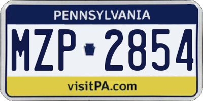 PA license plate MZP2854
