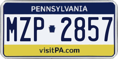 PA license plate MZP2857