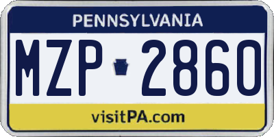 PA license plate MZP2860
