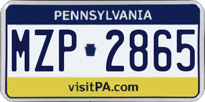 PA license plate MZP2865