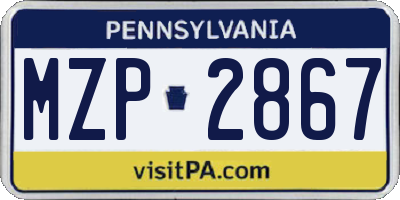 PA license plate MZP2867