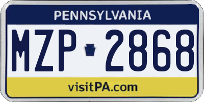 PA license plate MZP2868
