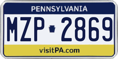 PA license plate MZP2869